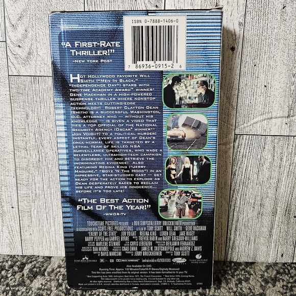 Enemy Of The‎ State VHS Movie 1999 Will Smith Gene Hackman Thriller Movie - Picture 6 of 9